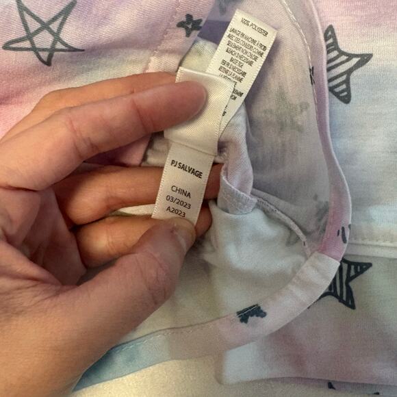 PJ Salvage Blue Purple Tie Dye Star Button Down Pajama Top Medium 10 Nordstrom - Picture 3 of 8